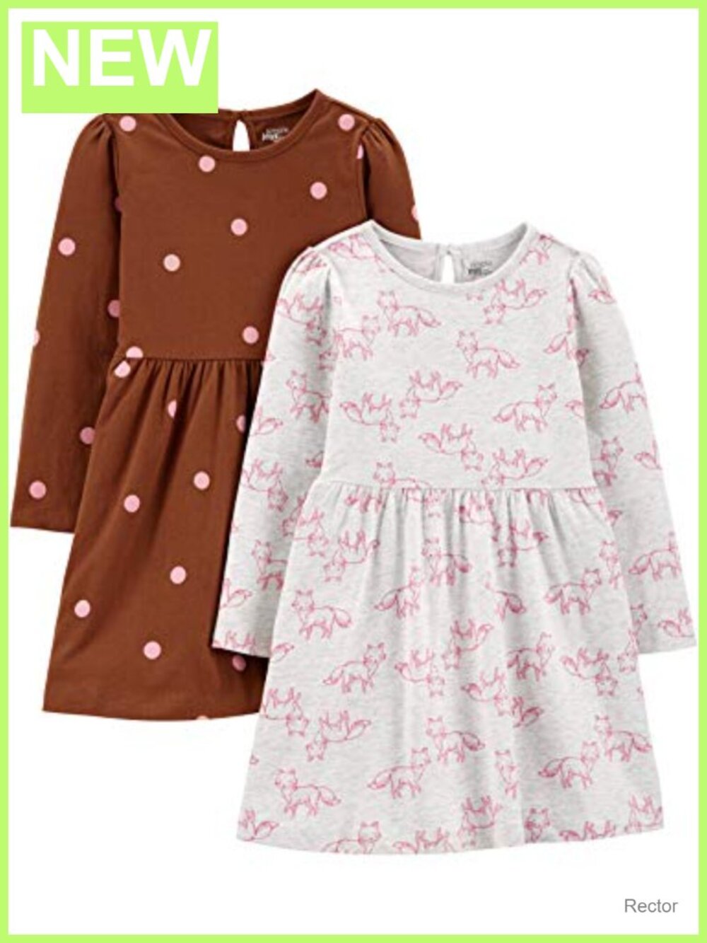 Girls 2-Pack Long-Sleeve Dress Set Stretch A-Line Ruffle Casual